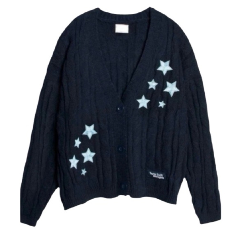 Taylor Swift Midnights Cardigan 
Women's Navy Star Cardigan Md/Lg Cable Knit